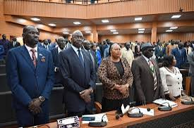 Officials inside South Sudan's Transitional National Legislative Assembly