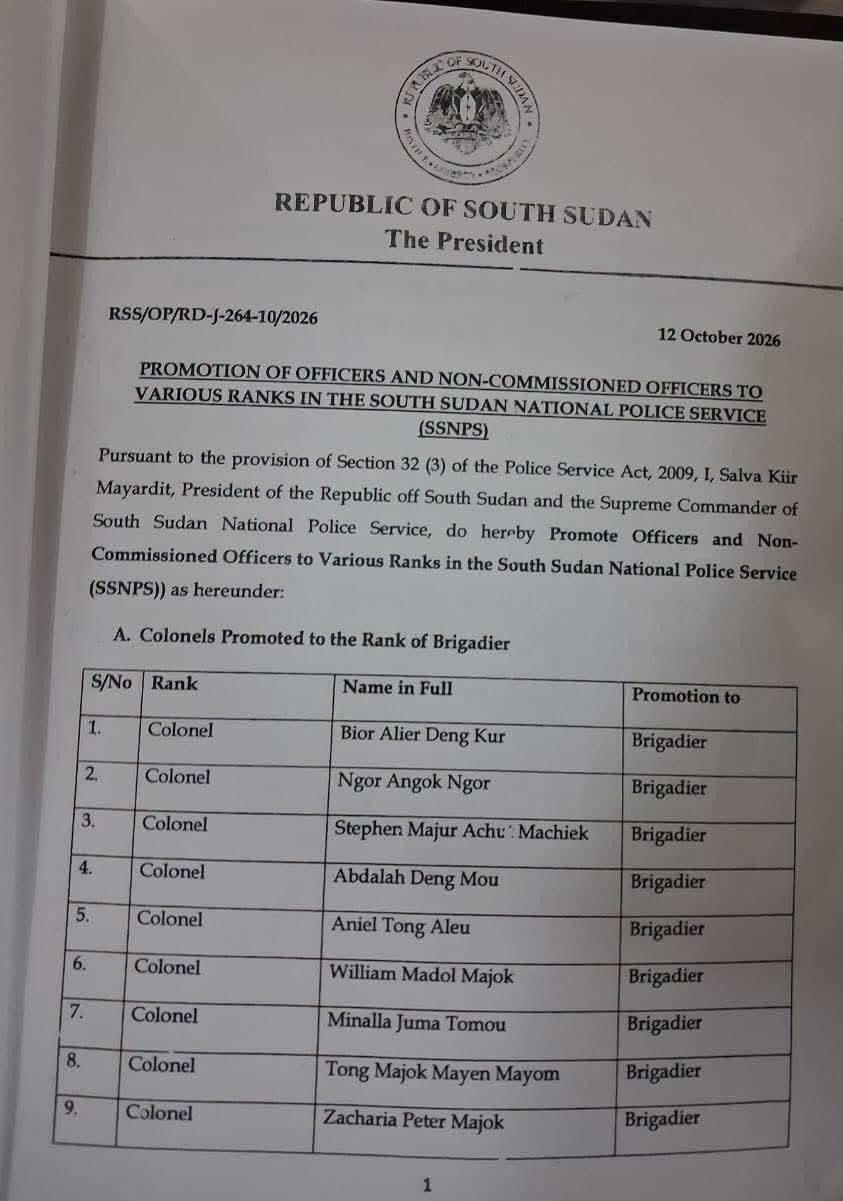 Photographed first page of a 12 October police promotion document